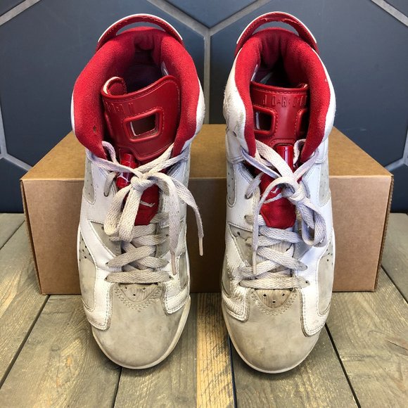 ~Used W/O Box! Youth Nike Air Jordan 6 Alternate Red White Sneakers Size 7Y - Picture 3 of 6